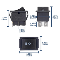 Interrupteur à bascule KCD4 6 broches 3 positions DPDT marche-arrêt-marche noir mini interrupteur à bascule pour bateau 20A 125VAC 16A 250VAC carré pour voiture marine