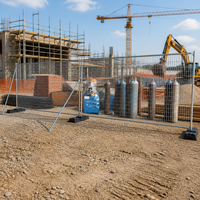 Panneaux de clôture portables en acier galvanisé, barrière de construction temporaire, 6x12 pieds, panneau de sécurité amovible pour chantier