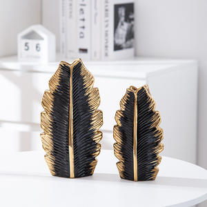 Hôtel grande feuille blanc noir et or pampa <span class=keywords><strong>poterie</strong></span> <span class=keywords><strong>ikebana</strong></span> vase en céramique pour centres de table de mariage - Product Image 6