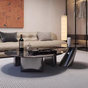 Set di Tavolini da Caffè Moderni di Lusso per Hotel e Villa, Piano in Marmo con Base in Metallo - Product Image 5
