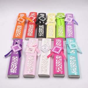 Éventails de mariage en bambou de 21 cm, en tissu satiné uni, plusieurs couleurs en stock, style festival, cadeau d'affaires pour mariages - Product Image 6