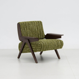Minimalist Mid-Century Style Single Sofa <b>Chair</b> Zebra Design Solid Wood for Home Furniture Living Room <b>Balcony</b> Lazy Leisure <b>Chair</b> - Product Image 5