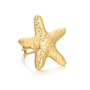 Anillos de Acero Inoxidable para Mujer, Chapados en Oro de 18K PVD, Diseño de Estrella de Mar, Clásicos, Ajustables, para Regalo de Boda o Compromiso - Product Image 1
