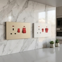 Plaque de prise murale industrielle standard britannique BENDI C78, 2 prises, 45A, interrupteur de commande double cuisinière 13A, IP22, PC ignifuge, 250V