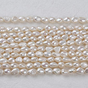 Perles d'eau douce baroques naturelles de 7-8 mm, blanches, double face brillante, faites à la main, pour bijoux DIY, trou droit, perles d'eau douce dispersées - Product Image 1