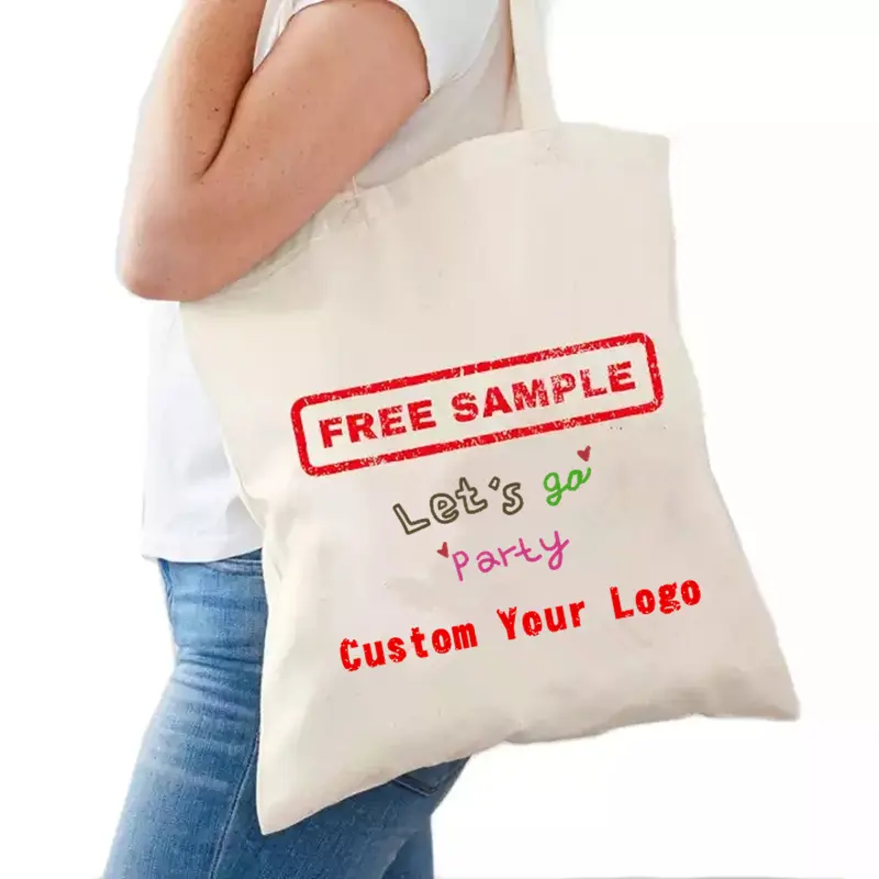 Cotton Shopping Bag Custom Promotional Reusable Personalized Printed Eco Heavy Duty Shopping Bag Cotton Bag Canvas Tote Bag