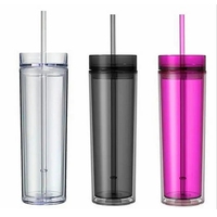 Gobelets en plastique transparent avec couvercle et paille, en verre acrylique de 16 oz, livraison gratuite, gobelets à eau en plastique transparent sans BPA