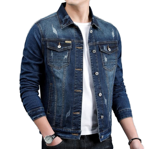 2024 primavera nuova giacca Casual da uomo in cotone Denim <span class=keywords><strong>stile</strong></span> classico <span class=keywords><strong>abbigliamento</strong></span> di marca <span class=keywords><strong>maschile</strong></span> lavato Retro blu Jeans giacca Bomber - Product Image 1
