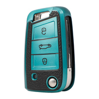 Funda Protectora de TPU con Textura de Cuero para Llave de Coche Volkswagen Tiguan L Lavida Plus Golf 7 Polo Skoda VW, Llavero, Bolsa para Llaves