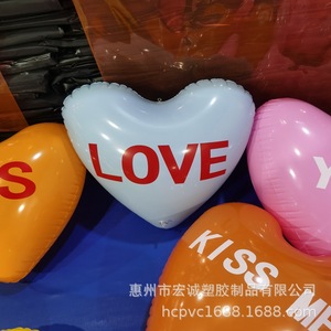 Inflatable Heart Shaped <b>Balloons</b> 40cm30cm Air Filled Plastic Wedding <b>Decorations</b> Love Text Pattern Print - Product Image 2