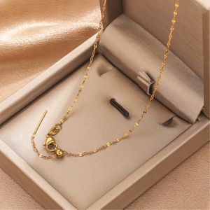 Adjustable <b>Needle</b> Clasp Chain | 18K Gold Plated Stainless Steel Universal Clavicle Chain for Necklace Making - Product Image 3