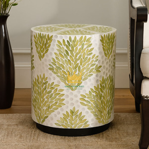 Table basse ronde moderne en nacre de capiz de qualité supérieure, verte et blanche, meubles de salon, prix d'usine du Vietnam - Product Image 5