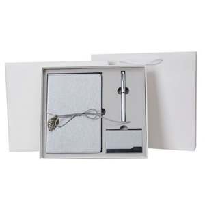 Regalos Promocionales de Papelería Plateada, Porta Tarjetas, Cuaderno sin Fecha, Diario de Cuero, Bolígrafos, Set de Regalos de Oficina Personalizados - Product Image 3