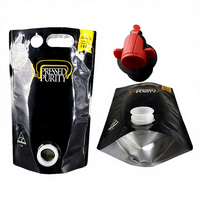 Pochette souple personnalisée 1,5 L pour vin rosé biologique avec robinet et poignées de transport, distributeur portable écologique pour le camping en extérieur