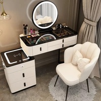 Coiffeuse intelligente moderne avec miroir LED, ensemble de coiffeuse avec miroir, table de maquillage, application pour la beauté, chambre à coucher, vente en gros