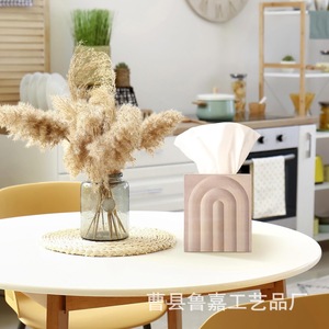 Boîte à mouchoirs en bois 4,9x4,9x5,7 pouces, couleur naturelle, pour la maison, le bureau, le rangement décoratif sur le bureau - Product Image 3
