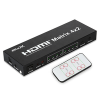 Matriz HDMI 4x2 4Kx2K 3D, Conmutador de Video de 4 Entradas y 2 Salidas, Compatible con HDMI 1080P, Divisor HDMI de 4 Entradas y 2 Salidas con Control Remoto