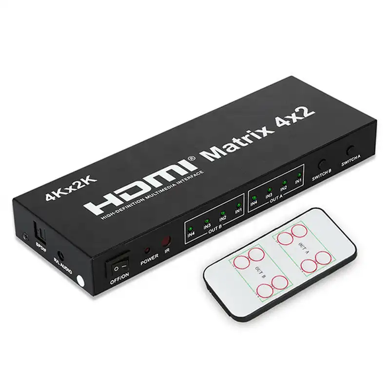 4K x 2K 3D 4 Eingang 2 Ausgang HDMI Matrix 4x2 Video Switcher Unterstützung 1080P HDMI 4 In 2 Out HDMI Splitter mit Fernbedienung