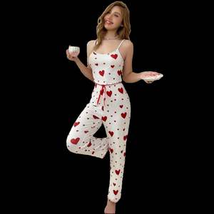 Best <b>Women's</b> Casual Printed Halter Pants Loungewear Elastic Waist Pajamas <b>for</b> Summer and Autumn <b>for</b> Outdoor Wear - Product Image 1