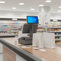 Système de point de vente tout-en-un en aluminium de qualité supérieure avec écran double de 13,3 pouces, imprimante thermique de 80 mm, boîte à monnaie sécurisée verrouillable pour magasin de détail