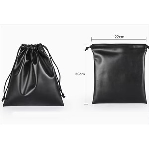 Custom Logo <b>Waterproof</b> Black Pu Leather <b>Drawstring</b> Pouch <b>Bags</b> for Jewelry Pouches Earphone Accessories Storage - Product Image 6
