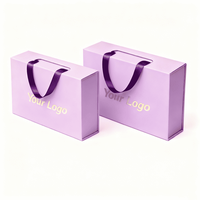 Boîte à cadeaux pliable en carton rigide de luxe avec grande poignée magnétique, conception de logo personnalisée, boîte à cadeaux pliable pour robe de mariée