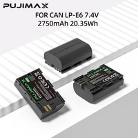 PUJIMAX 2 Adet 2750mAh LPE6 LP-E6 Pil ve LED'li Çift Şarj Cihazı Canon EOS 5DS R 5D Mark II 5D Mark III 6D 7D 70D 80D Fotoğraf Makineleri için