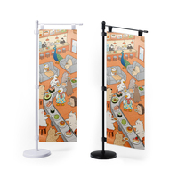 Drapeau de table miniature personnalisé double face avec tige de support haute dureté pour accent de table d'exposition d'anime