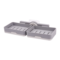 2024 moderne Double couche boîte de rangement ABS adhésif mural plateau porte-savon salle de bain Drain caractéristique en plastique en gros