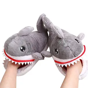 Z406 semelle antidérapante enfant en peluche Animal requin dessin animé pantoufle intérieur porter hiver chaud enfant Animal pantoufle