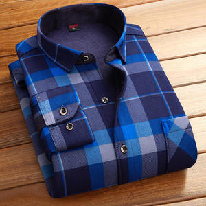 Camicia a quadri Casual da <span class=keywords><strong>uomo</strong></span> autunno inverno moda calda spessa tinta unita manica lunga bottone monopetto in poliestere - Product Image 5