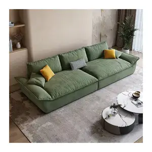Italienische leichte Luxus gerade Reihe Sofa Latex Daunen Super tief sitzend breit Segeln Wohnzimmer Sofas