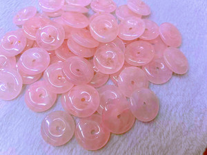 Colgante de Cuarzo <span class=keywords><strong>Rosa</strong></span> Natural Semiprecioso de 25mm con Forma de Donut y Agujero de 3mm, Abalorio para Hacer Joyas DIY - Product Image 3