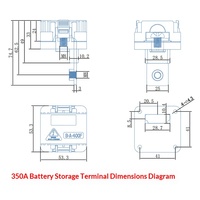 Connecteur ESS 400A 350A 250A Bidirectionnel, Tête de borne carrée, Adaptateur de stockage d'énergie pour pack de batteries, Barre en cuivre pur, ABS IP67