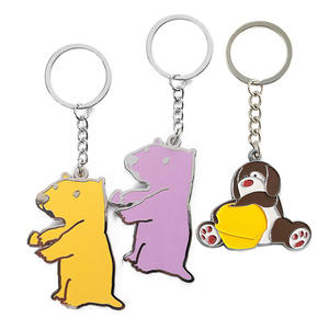Portachiavi in Metallo Personalizzati con Motivi di Animali Cartoon, Catene Portachiavi in Metallo con Logo, Anelli Portachiavi in Lega di Zinco Argento con Smalto Duro e Logo all'Ingrosso - Product Image 1