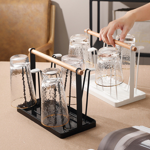 Keuken Eettafel Staande Waterfles Droogrek Met 6 Haken Metalen Black Cup Droogrek - Product Image 5
