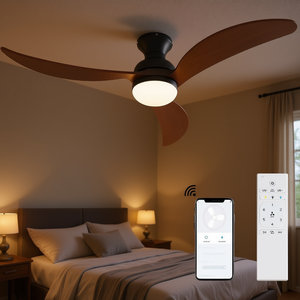 Ventilador de Techo Inteligente de 52 Pulgadas con Aspas de Madera Sólida, Control Remoto con Luz, Control por Aplicación para Dormitorios - Product Image 2