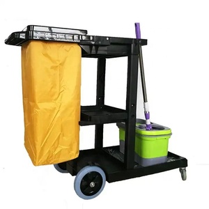 Chariot en plastique de nettoyage de concierge avec <span class=keywords><strong>4</strong></span> <span class=keywords><strong>roues</strong></span> pour le marché d'hôpital d'hôtel - Product Image 5