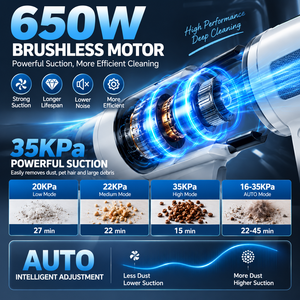 Aspirateur balai sans fil 650W 35KPa avec moteur sans balais, détection automatique intelligente de la poussière, LED verte, réservoir de poussière 1,8L, fabricant OEM ODM - Product Image 2