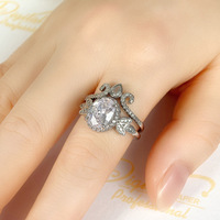 Marque Vintage Ruban Couleur Ovale Poire Coupe Diamant De Luxe Zircon Cubique De Mariage CZ Anneaux Ensemble pour WomenGJZ0572