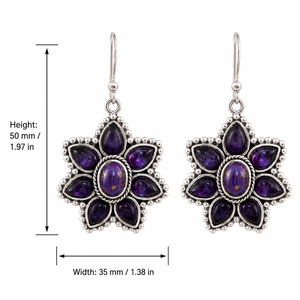 Orecchini pendenti vintage bohémien a forma di petalo di fiore con gemma viola, eleganti gioielli alla moda per donna, regalo per feste - Product Image 5
