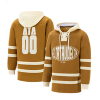 Sweat à capuche unisexe personnalisé avec logo, broderie personnalisée, sublimation, col lacé en sergé, pour le hockey