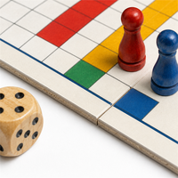 Jeu de société Ludo personnalisé avec plateau en carton, dés et pions en verre organique