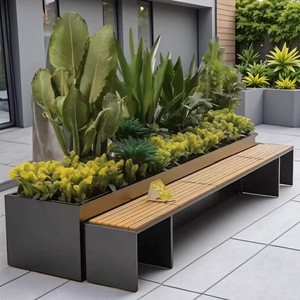 Boîte à fleurs extérieure commerciale <span class=keywords><strong>en</strong></span> acier inoxydable <span class=keywords><strong>en</strong></span> fer forgé <span class=keywords><strong>bac</strong></span> à fleurs balançoire clôture cloison <span class=keywords><strong>banc</strong></span> combinaison siège Pot plateaux - Product Image 5