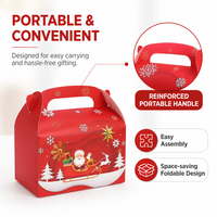 Boîte cadeau pomme pour la veille de Noël, pochette en papier pour bonbons, boîte portable avec poignée, logo personnalisé imprimé, emballage pour friandises de Noël, OEM ODM
