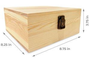 Natural Color Pine <b>Wood</b> Rectangle Storage <b>Box</b> with Compartment and <b>Lock</b> Home De-Clutter Organizer Injection Technics - Product Image 4