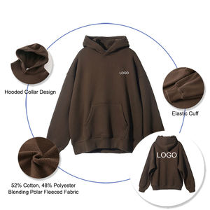 Sweats à capuche surdimensionnés unis Pull élégant Poids lourd 400GSM Polaire Sweatshirts à capuche unisexes avec logo personnalisé - Product Image 2