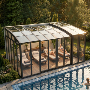 Cubierta Retráctil Personalizada para Piscina, Casa de Cristal con Techo Deslizante de Aluminio, Solárium Impermeable para Todas las Estaciones, Protección Exterior contra la Lluvia - Product Image 2