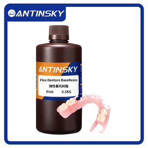 Résine pour base de prothèse dentaire Antinsky Flex, résine résiliente, anti-fatigue, confort naturel, résine dentaire 0,5 kg, résine pour imprimante 3D - Product Image 2