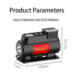 Gonfleur de pneus numérique intelligent 12V pour voiture et moto Arrêt automatique Lumière d'urgence Surveillance de la pression des pneus - Pompe miniature portable - Product Image 3